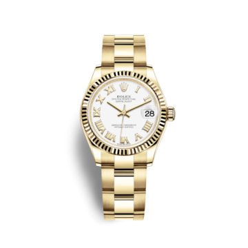 Rolex Datejust 31 Yellow Gold / Fluted / White - Roman / Oyster