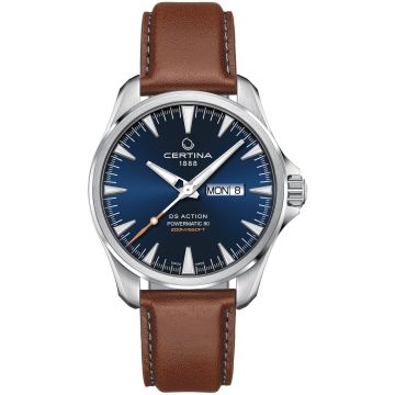 Certina DS Action Powermatic 80 Day-Date Stainless Steel / Blue / Strap