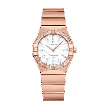 Omega Constellation Manhattan 28 Quartz Sedna / MOP - Diamond / Diamond