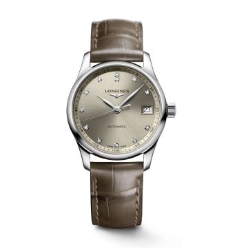 Longines Master Collection Date 34 Stainless Steel / Beige - Diamond