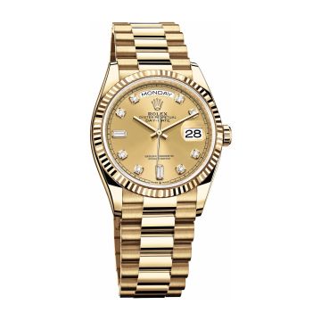 Rolex Day-Date 36 Yellow Gold / Fluted / Champagne - Diamond / President