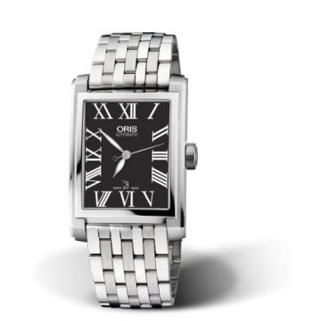 Oris Rectangular Date 30 Stainless Steel / Black - Roman / Bracelet