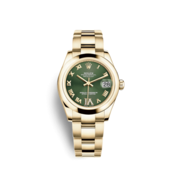 Rolex Datejust 31 Yellow Gold Domed / Oyster / Olive Roman