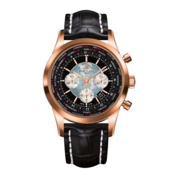 Breitling Transocean Chronograph Unitime Red Gold / Black / Croco