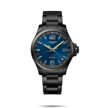 Longines Conquest V.H.P. GMT 41 PVD / Blue / Bracelet