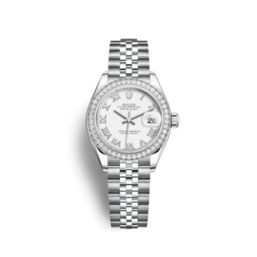 Rolex Lady-Datejust 28 Stainless Steel / Diamond / White - Roman / Jubilee