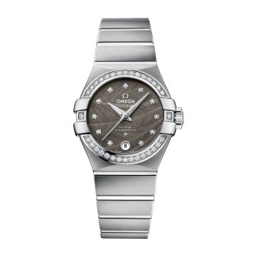 Omega Constellation Co-Axial 27 Brushed Stainless Steel / Diamond / Grey Feather