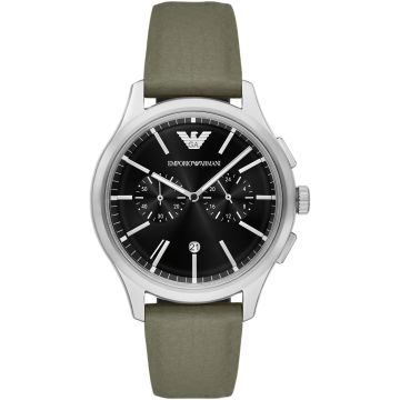 Emporio Armani Dario Chronograph Silvery & Black / Green