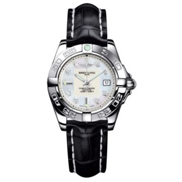 Breitling Galactic 32 Stainless Steel / Pearl Diamond / Croco