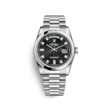 Rolex Day-Date 36 Platinum Domed / President / Black Diamond