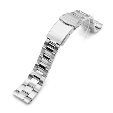 Super-O Boyer Watch Band for Seiko New Turtles SRP777 SRP775 SRPA21 (PADI), Stainless Steel - Brushed, Polished Center Links, V Diver Clasp - 22mm
