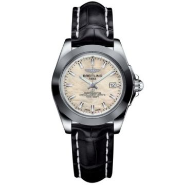 Breitling Galactic 32 Sleek Edition Stainless Steel / Pearl / Croco