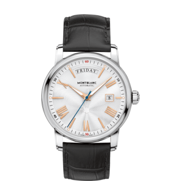 Montblanc 4810 Day-Date Stainless Steel / Silver / Alligator