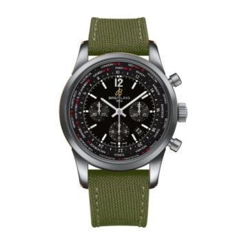 Breitling Transocean Chronograph Unitime Pilot Stainless Steel / Black / Military