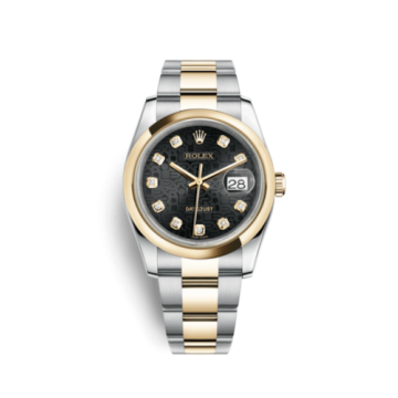 Rolex Datejust 36 Rolesor Yellow Domed / Oyster / Black Computer