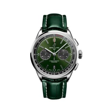 Breitling Premier B01 Chronograph 42 Stainless Steel / Green / Alligator - Folding