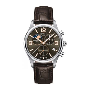 Certina DS-8 Chronograph Moon Phase Stainless Steel / Brown