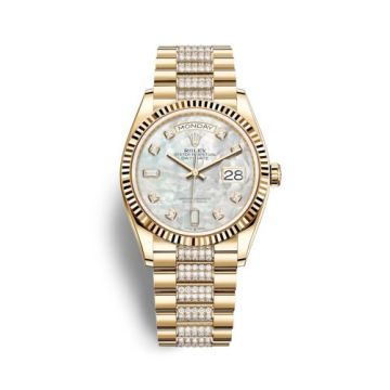 Rolex Day-Date 36 Yellow Gold / Fluted / MOP-Diamond / President-Diamond
