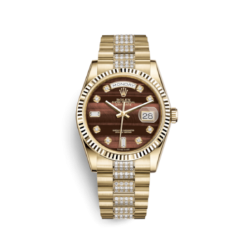Rolex Day-Date 36 Yellow Gold Fluted / President Diamonds / Bull's Eye