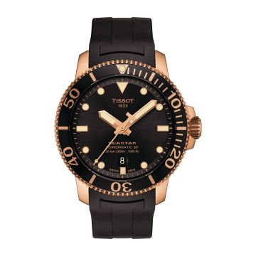 Tissot Seastar 1000 Powermatic 80 43 Rose Gold / Black / Rubber