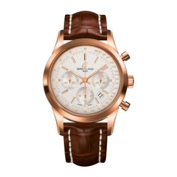 Breitling Transocean Chronograph Red Gold / Silver / Croco