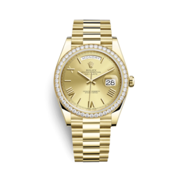 Rolex Day-Date 40 Yellow Gold / Diamond / Champagne - Roman