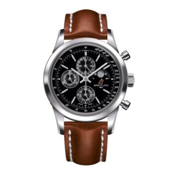 Breitling Transocean Chronograph 1461 Stainless Steel / Black / Calf / Pin