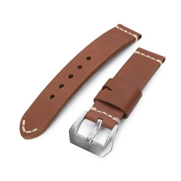Chestnut Brown Ammo Leather Watch Band, Brushed Buckle - 6mm