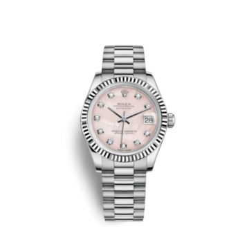Rolex Datejust 31 White Gold Fluted / President / Pink MOP
