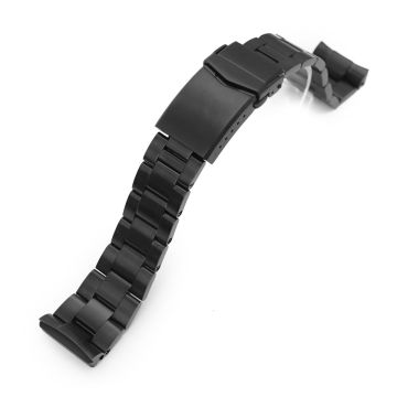 Super-O Boyer Watch Band for Seiko New Turtles SRP777 SRP775 SRPA21 (PADI), Stainless Steel - Brushed (DLC) Black Coating, V Diver Clasp - 18mm
