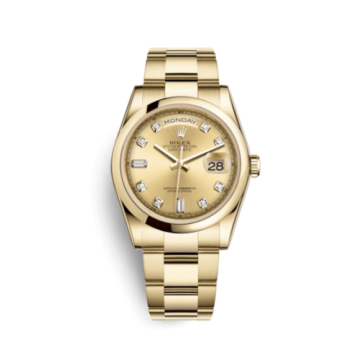 Rolex Day-Date 36 Yellow Gold Domed / Oyster / Champagne Diamond