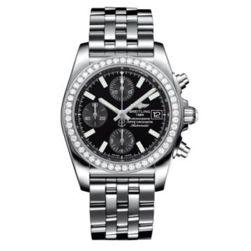 Breitling Chronomat 38 SleekT Stainless Steel / Diamond / Black / Bracelet