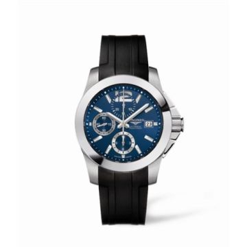 Longines Conquest Chronograph Blue Rubber