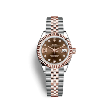 Rolex Lady-Datejust 28 Rolesor Rose Fluted / Jubilee / Chocolate Diamond