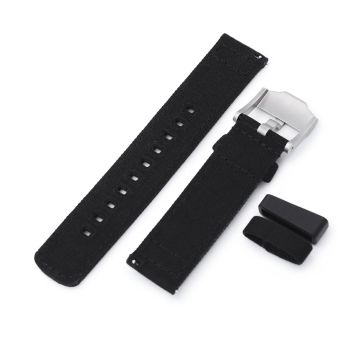 Black Quick Release Canvas Watch Strap, 22mm or 20mm - 20mm