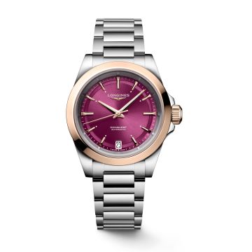 Longines Conquest 34 Stainless Steel - Pink Gold / Purple / Bracelet