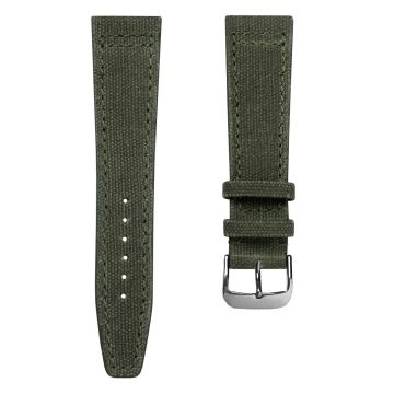 Handmade Two-Piece Canvas Watch Strap - Combat Green - 18mm