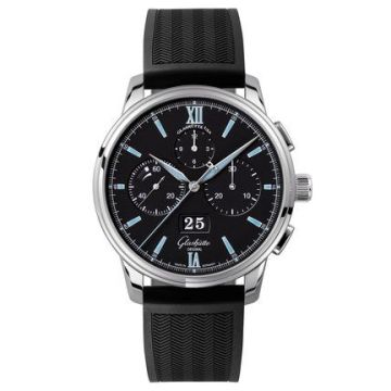 Glashütte Original Senator Chronograph Panorama Date Stainless Steel / Black / Rubber - Folding