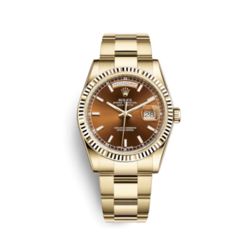 Rolex Day-Date 36 Yellow Gold Fluted / Oyster  / Cognac