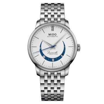 Mido Baroncelli Heritage Smiling Moon 39 Stainless Steel / White