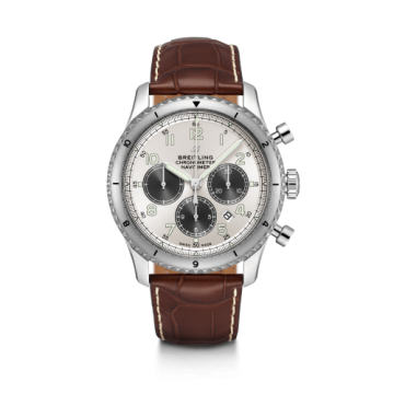 Breitling Aviator 8 B01 Chronograph 43 Stainless Steel / Silver / Brown Croco