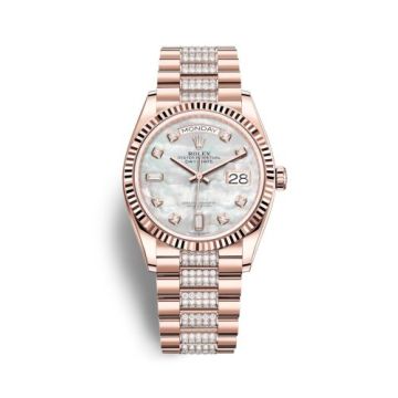 Rolex Day-Date 36 Everose Gold / Fluted / MOP-Diamond / President-Diamond
