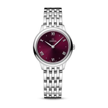 Omega De Ville Quartz 27.5 Stainless Steel / Burgundy / Bracelet