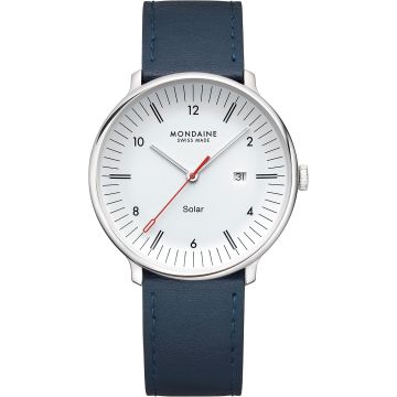 Mondaine Doppio Solar Blue / White Ø 41