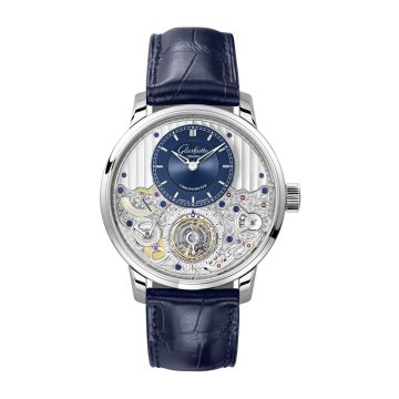 Glashütte Original Senator Chronometer Tourbillon Platinum / Blue / Alligator / Folding