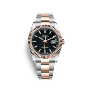 Rolex Datejust 36 Rolesor Everose Fluted / Oyster / Black