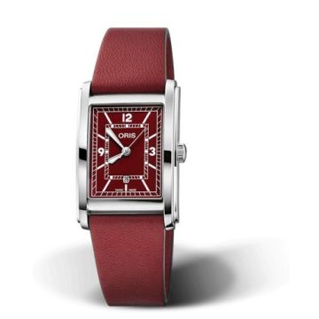 Oris Rectangular Date 25.5 Stainless Steel / Red