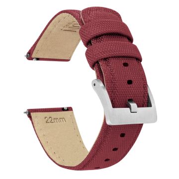 Raspberry Red Sailcloth Quick Release Watch Band - 21mm