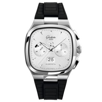 Glashütte Original Seventies Chronograph Panorama Date Silver / Rubber / Folding
