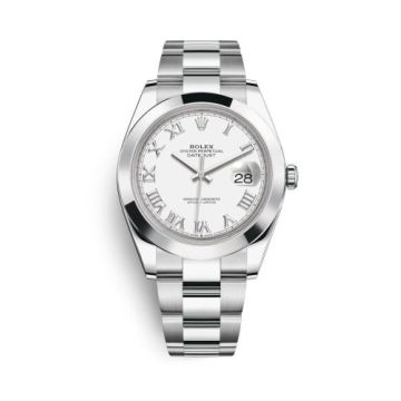 Rolex Datejust 41 Stainless Steel Smooth / Oyster / White Roman